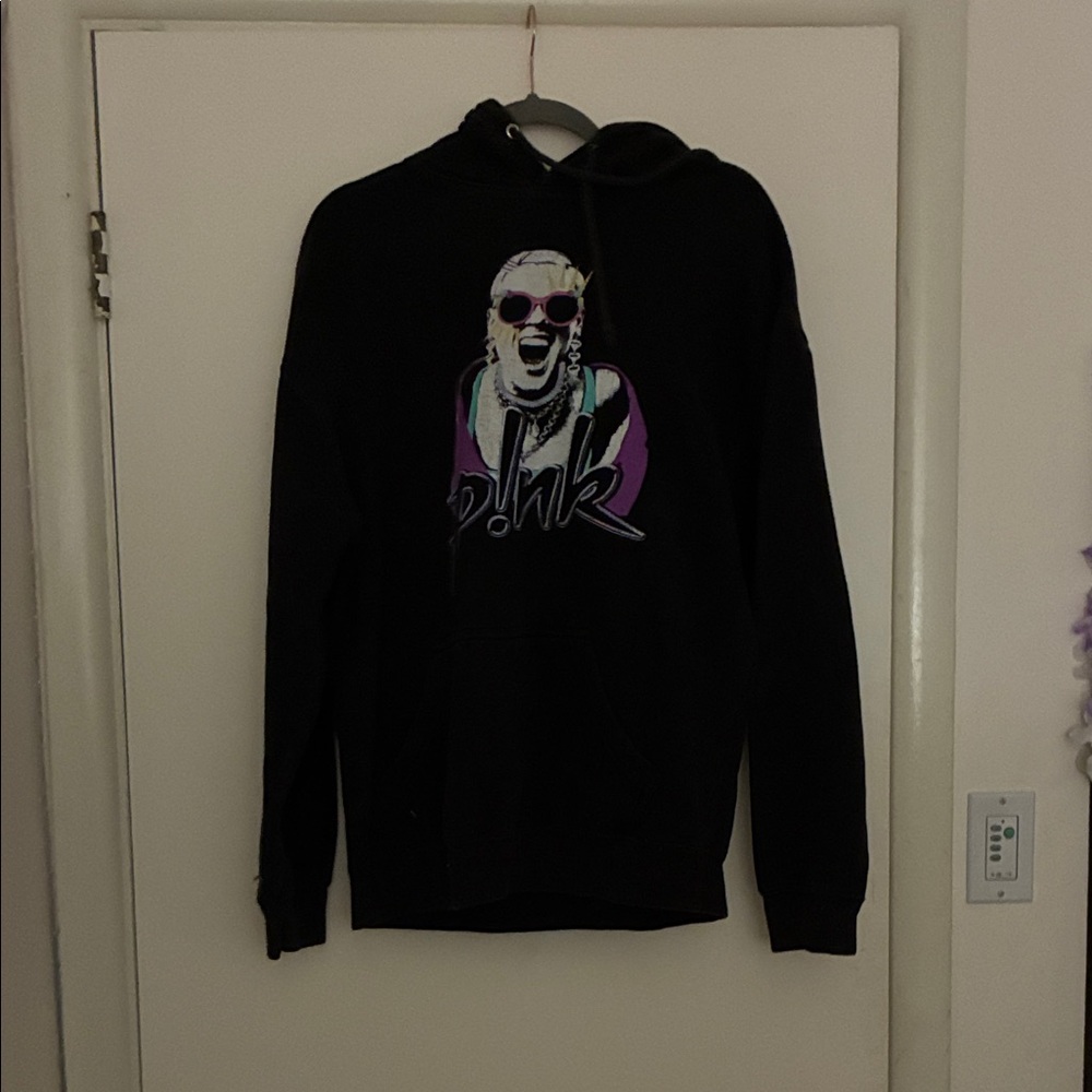 Celebrity Pink Black Hoodie with Graphic Design